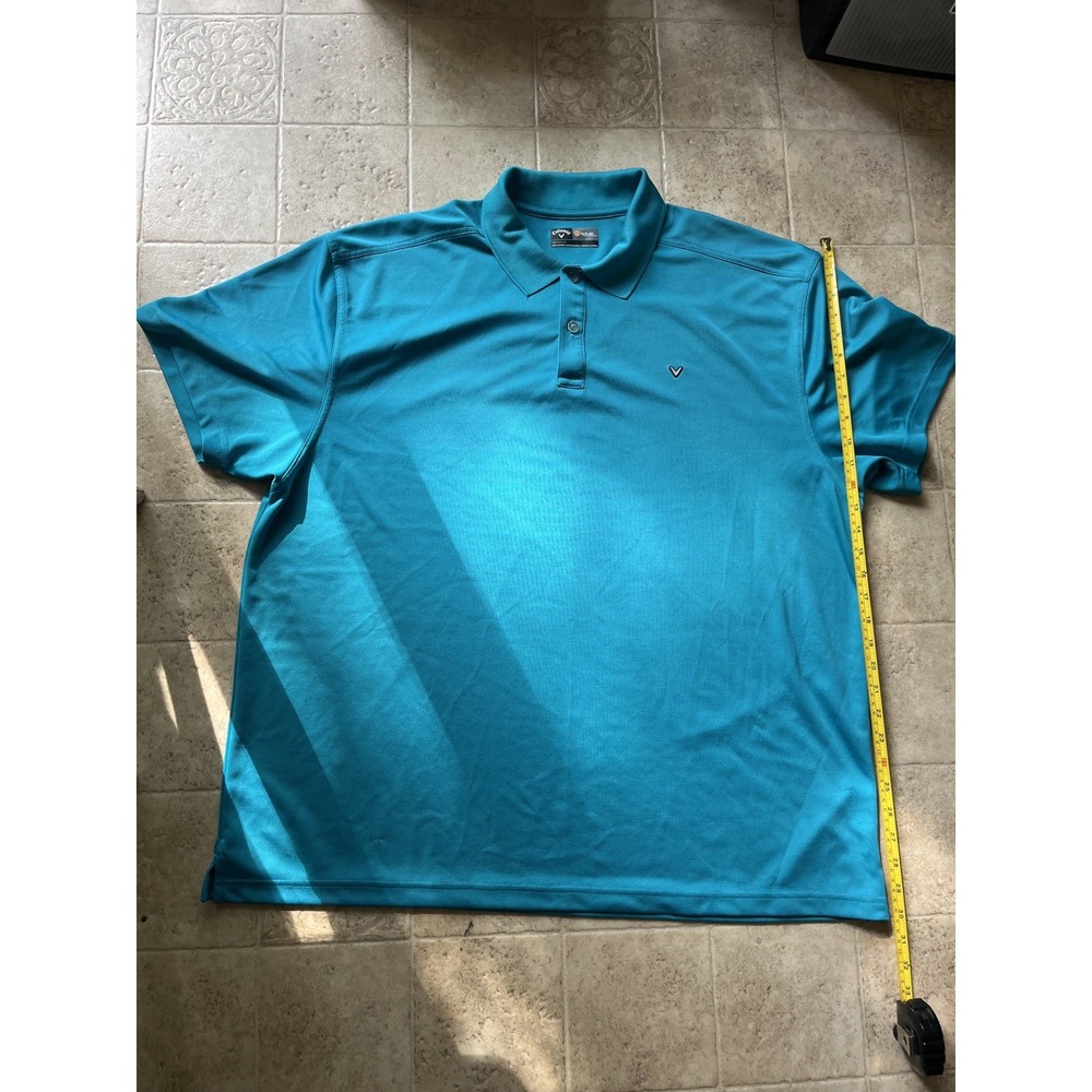 Lot of 2 Callaway Opti-Dri Short Sleeve Polo Men's XXL Turquoise and Black Golf